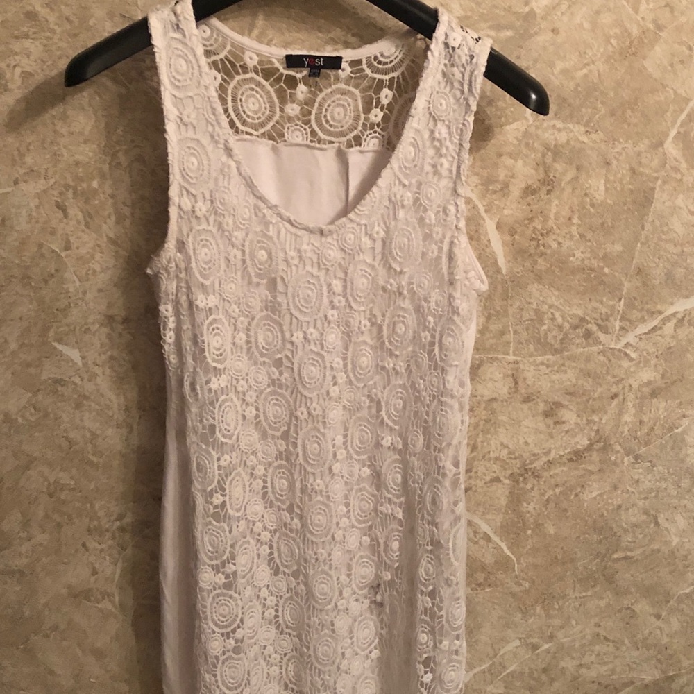 White lace with silk underneath, White on white